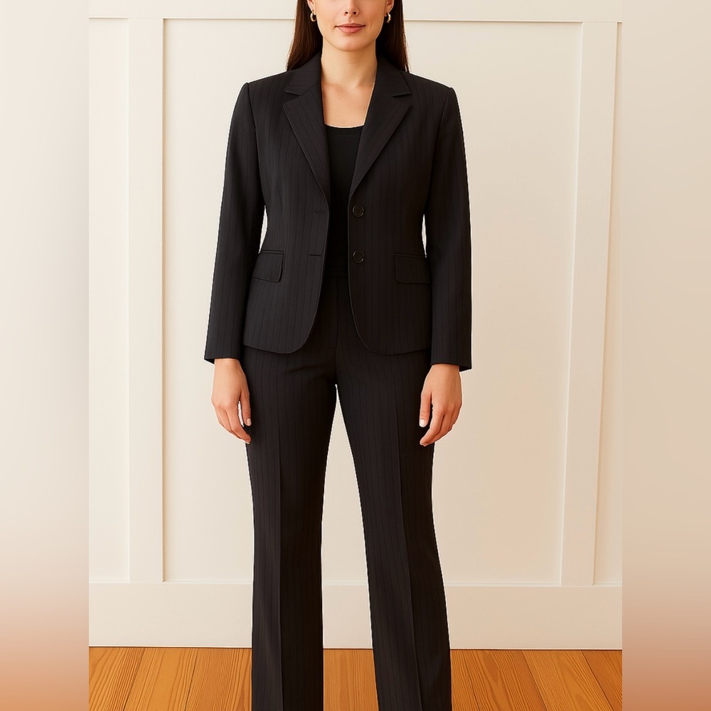Antonio Melani Womens Black Pinstripe Suit